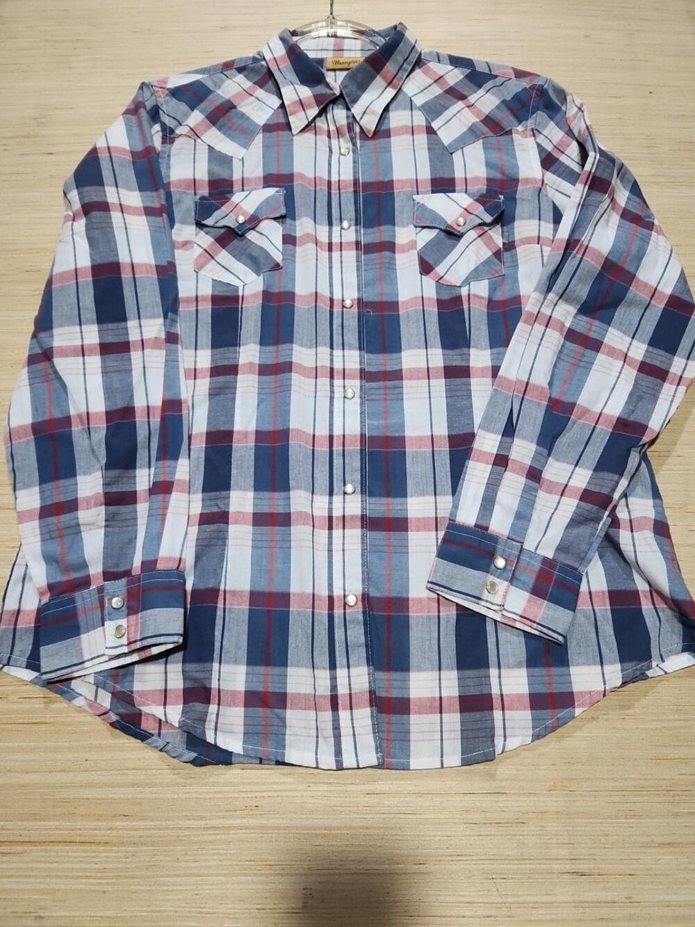 Wrangler VTG Women's Western Pearl Snap Plaid Shirt Size L